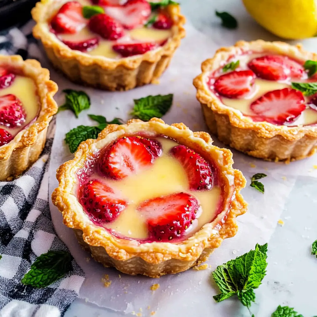 Strawberry Honey Custard Tarts with Lemon Curd