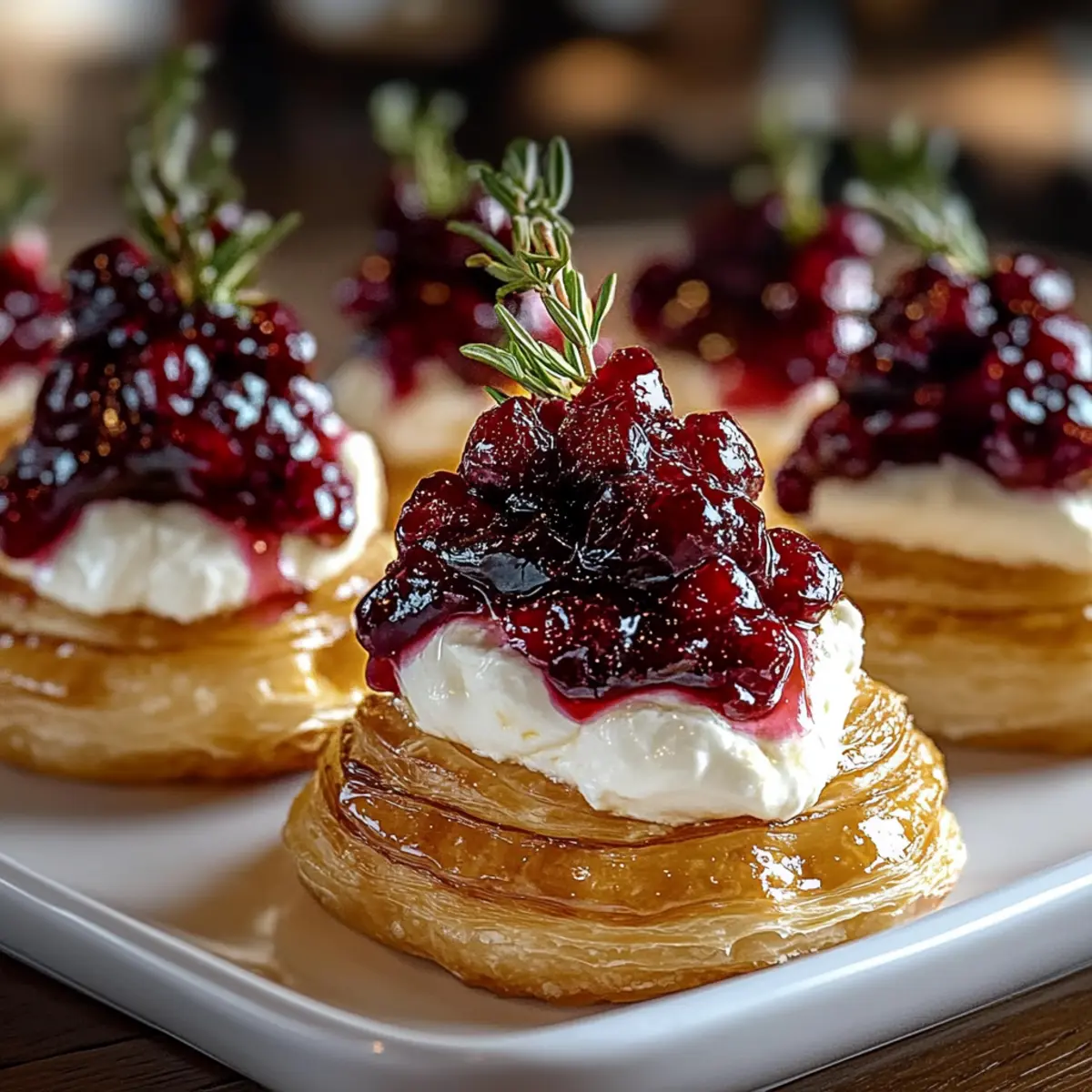 Puff Pastry Trees with Burrata & Cranberry Glaze