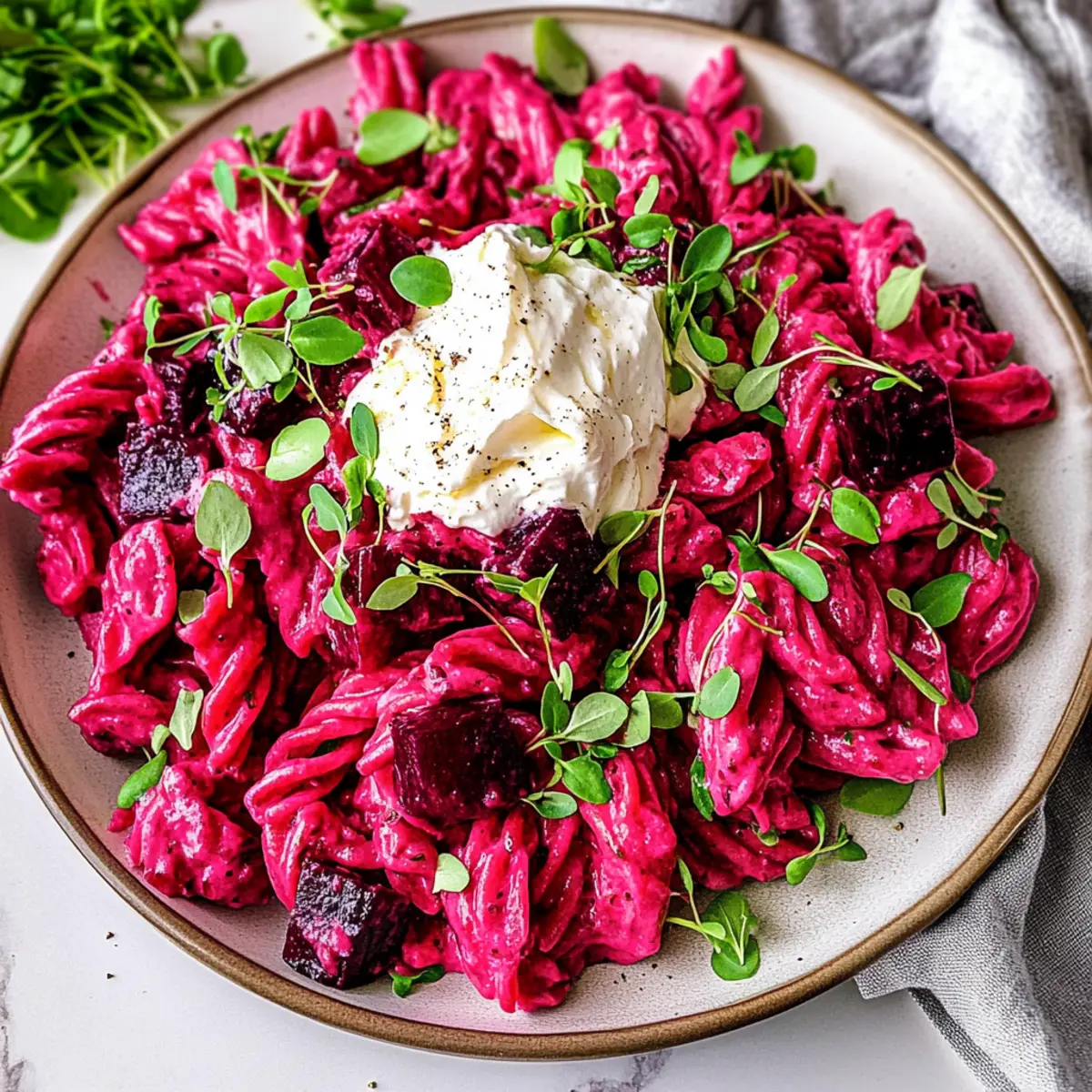 Creamy Burrata Beet Pasta