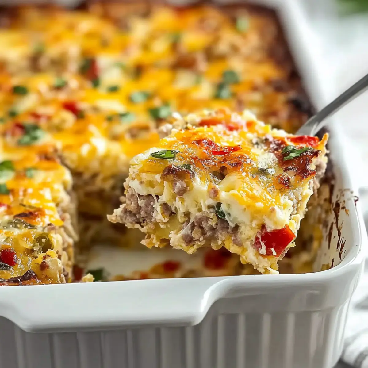 Hearty Sausage, Egg and Hash Brown Breakfast Casserole