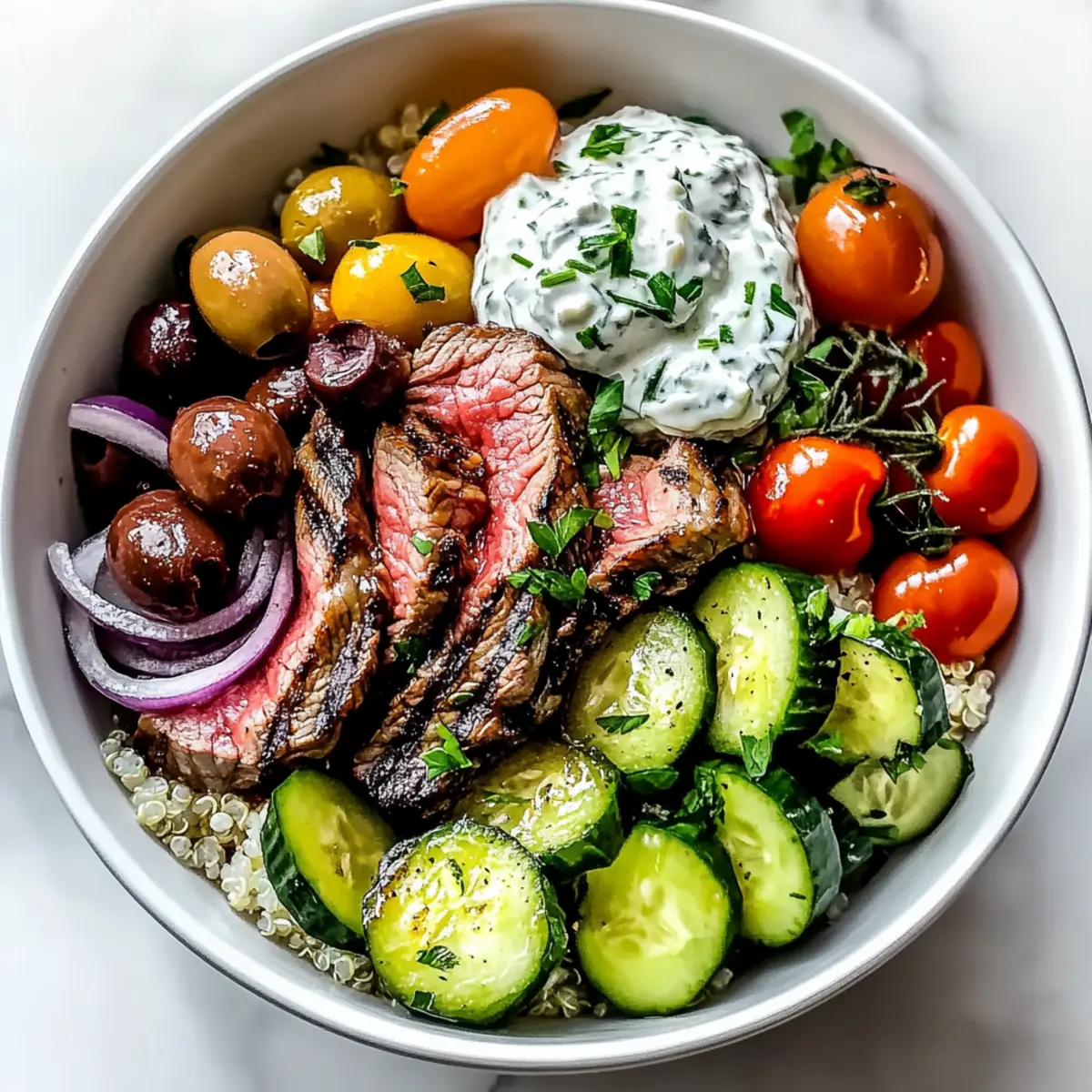 Quick & Easy Mediterranean Steak Bowl Recipe