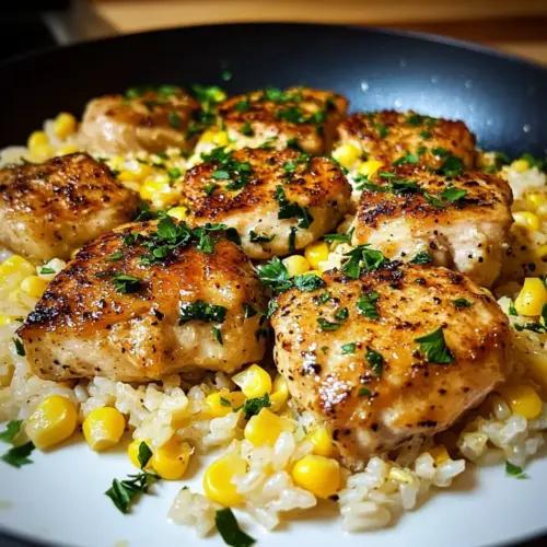 Chicken and Corn Skillet with Garlic Parmesan Rice