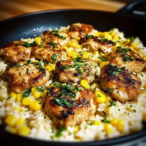 Chicken and Corn Skillet with Garlic Parmesan Rice