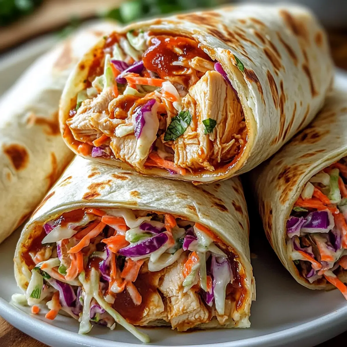 BBQ Chicken Coleslaw Wraps