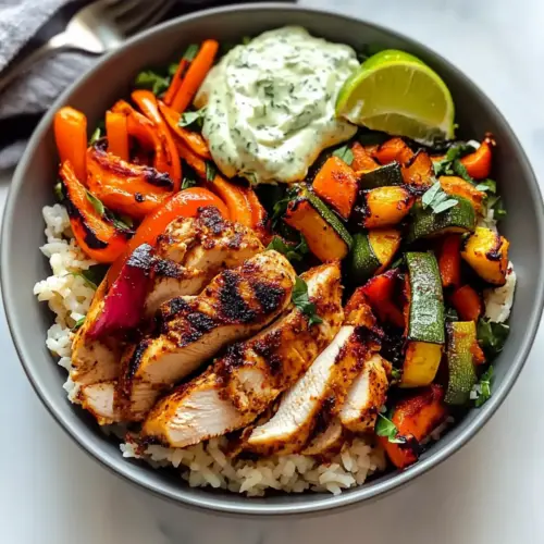 Healthy Spicy Chicken and Roasted Vegetable Bowls