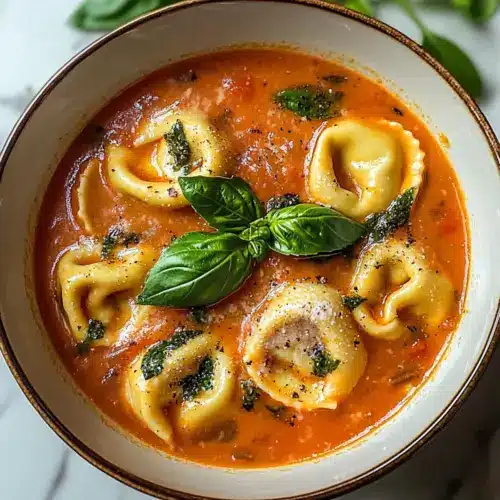 Creamy Tomato Tortellini Soup with Fresh Basil