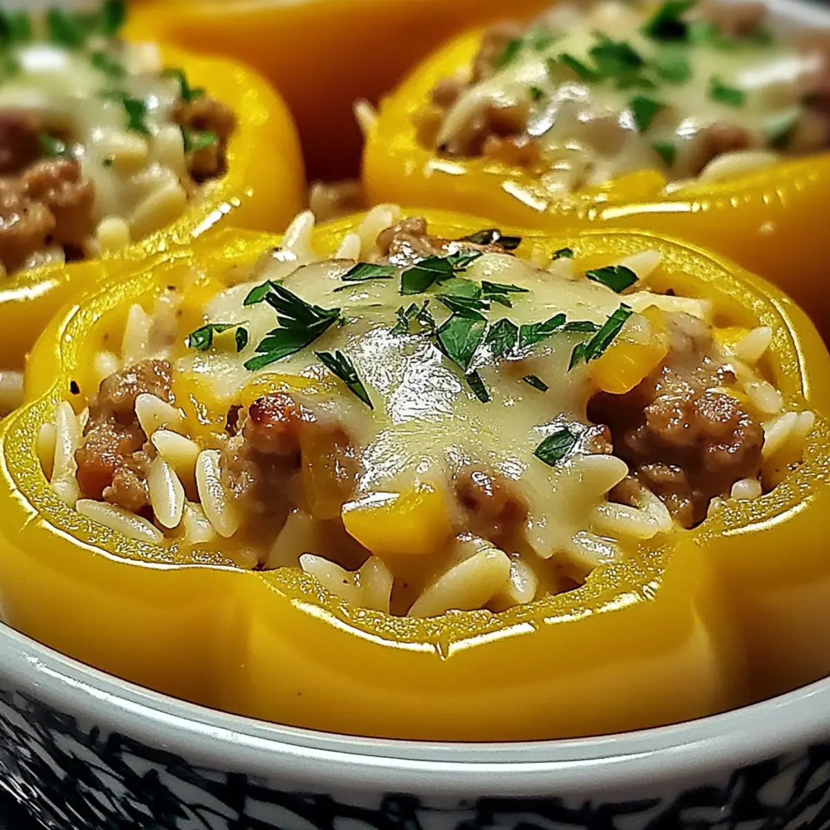 Savory Orzo Stuffed Banana Peppers Soup