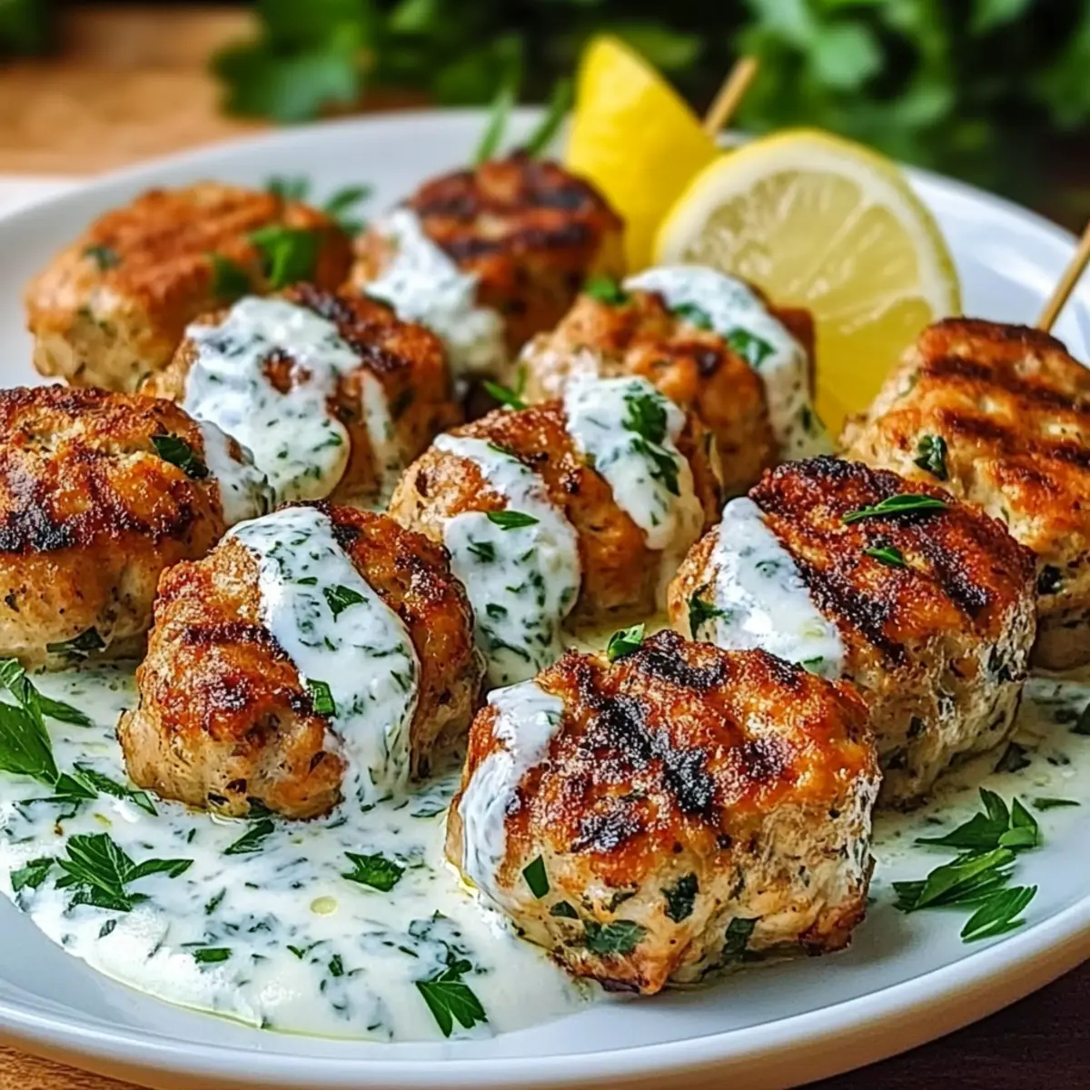 Chicken Kofta Garlic Yogurt Sauce