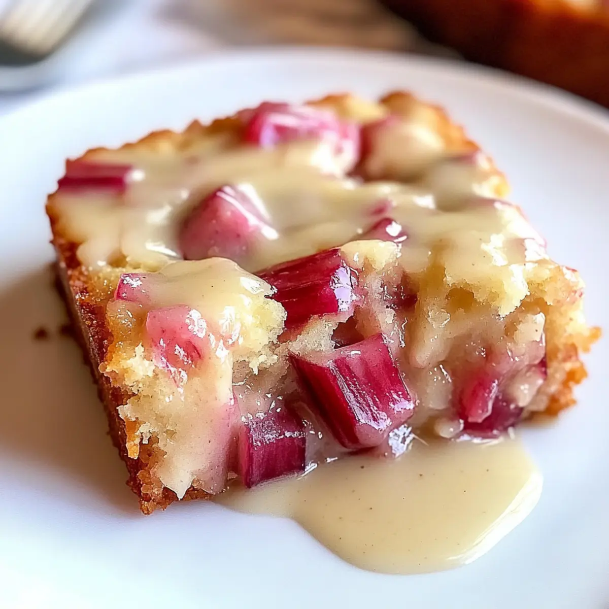 Warm Rhubarb Cake with Butter Sauce