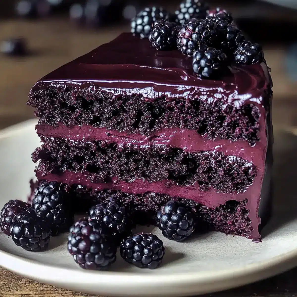Stunning Dark Chocolate Blackberry Cake