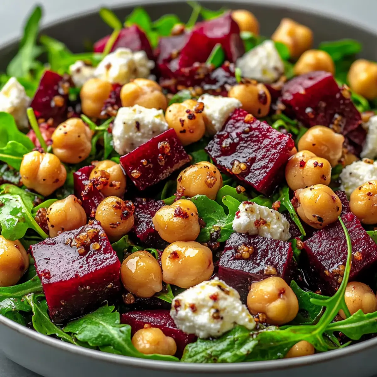Arugula, Chickpea, and Roasted Beet Salad with Balsamic