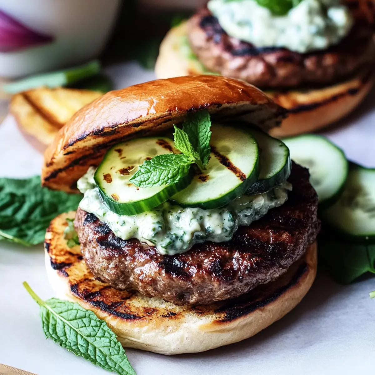 Mint Lamb Burgers with Tzatziki Sauce