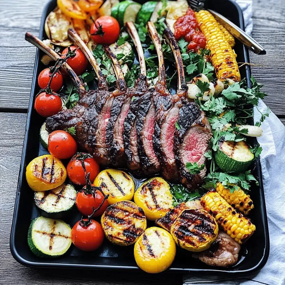 Grilled Rack of Lamb and Summer Vegetables