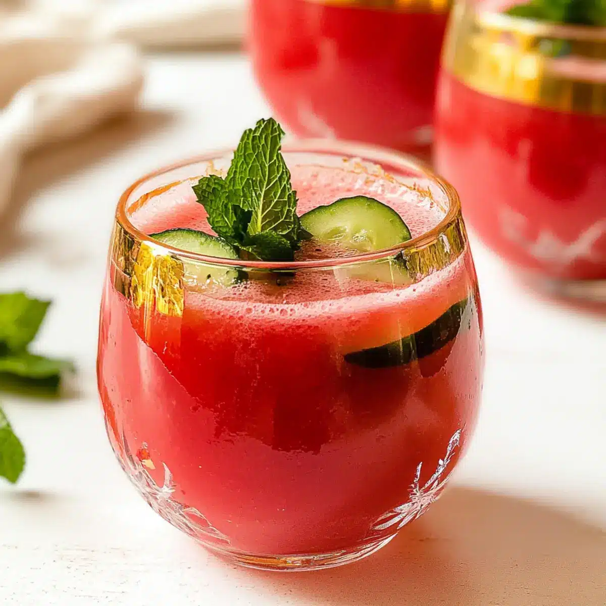 Fresh Watermelon Cucumber Mint Juice
