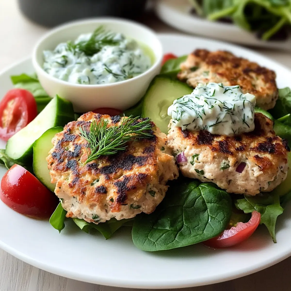 Mediterranean Inspired Chicken Patties with Tzatziki