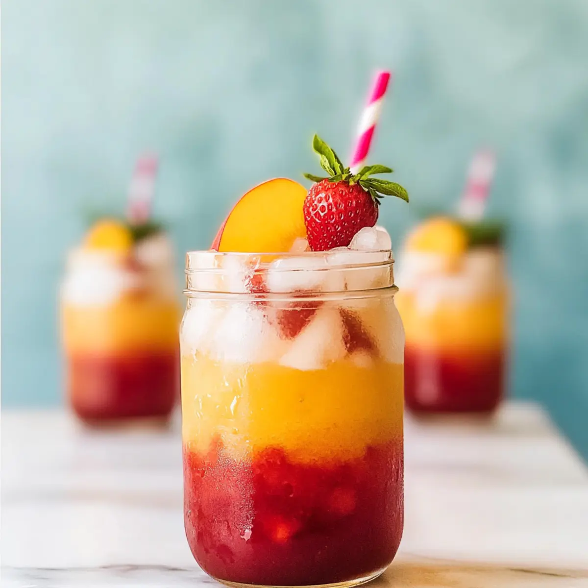 Roasted Peach and Strawberry Fizz