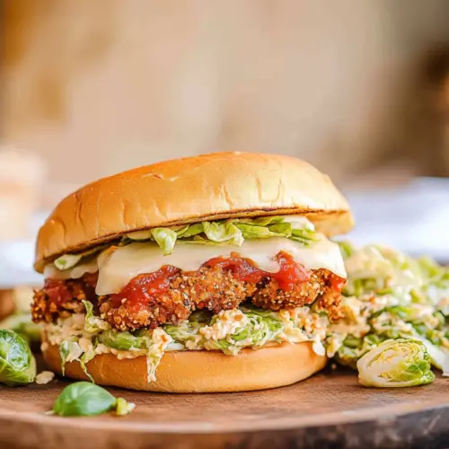 Chicken Parm Sandwich with Brussel Caesar Salad