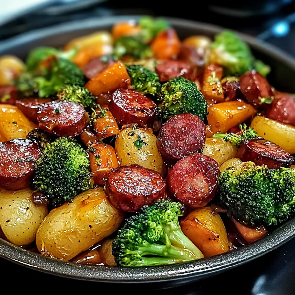 One-Pan Honey Garlic Kielbasa & Veggies
