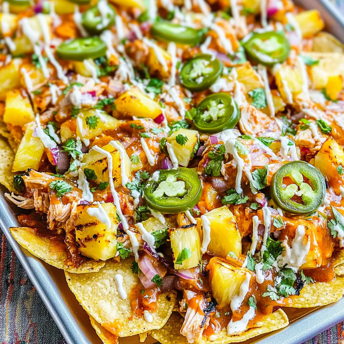 BBQ Chicken and Grilled Pineapple Nachos