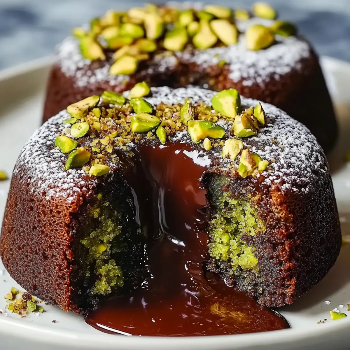 Pistachio Chocolate Lava Cakes
