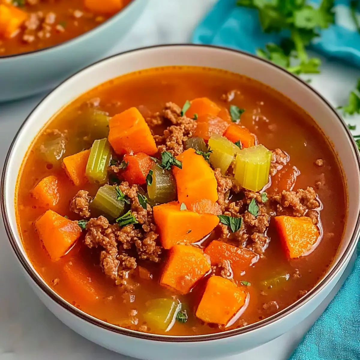 Homemade Sweet Potato Soup with Ground Beef