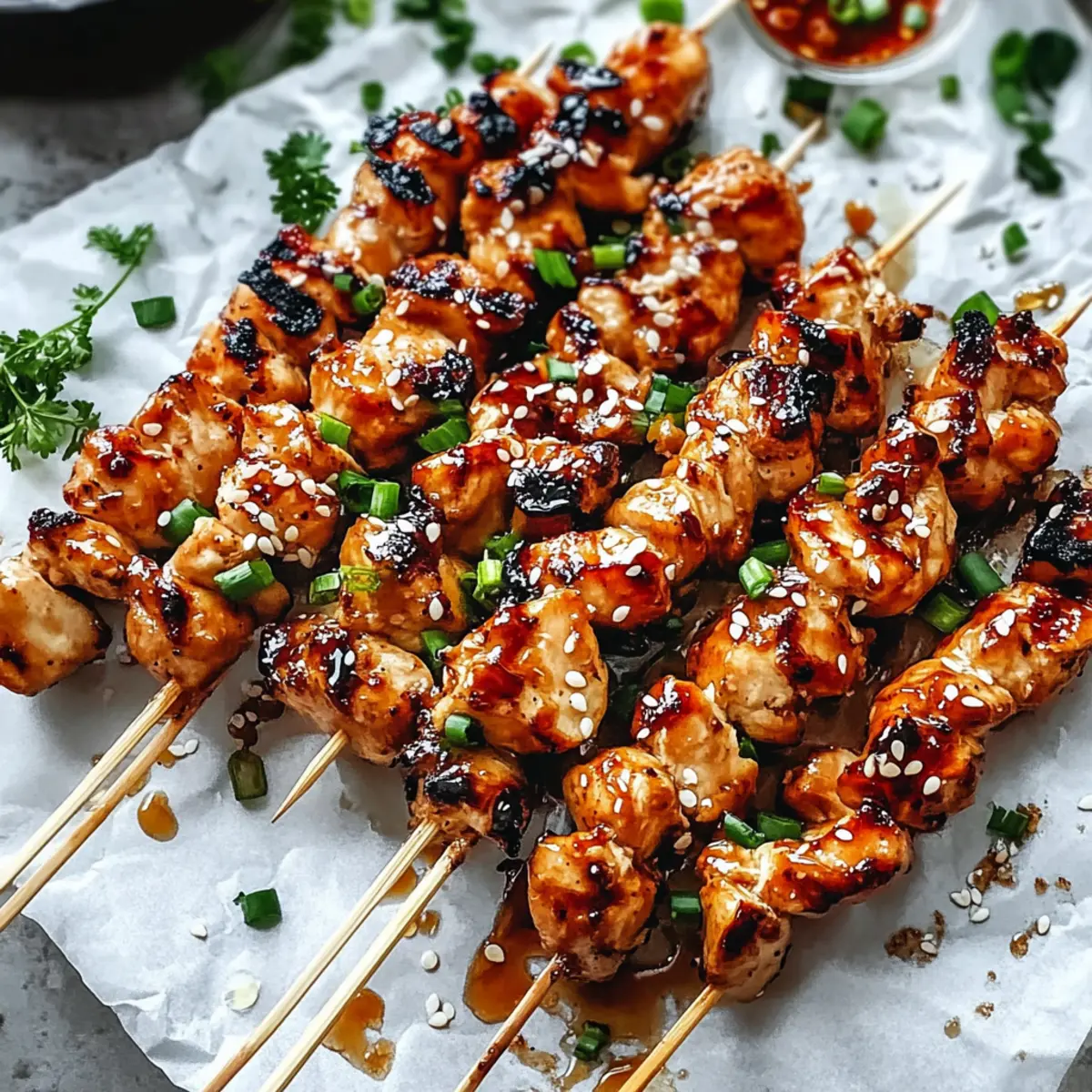 Asian Chicken Skewers with Honey Garlic Sauce