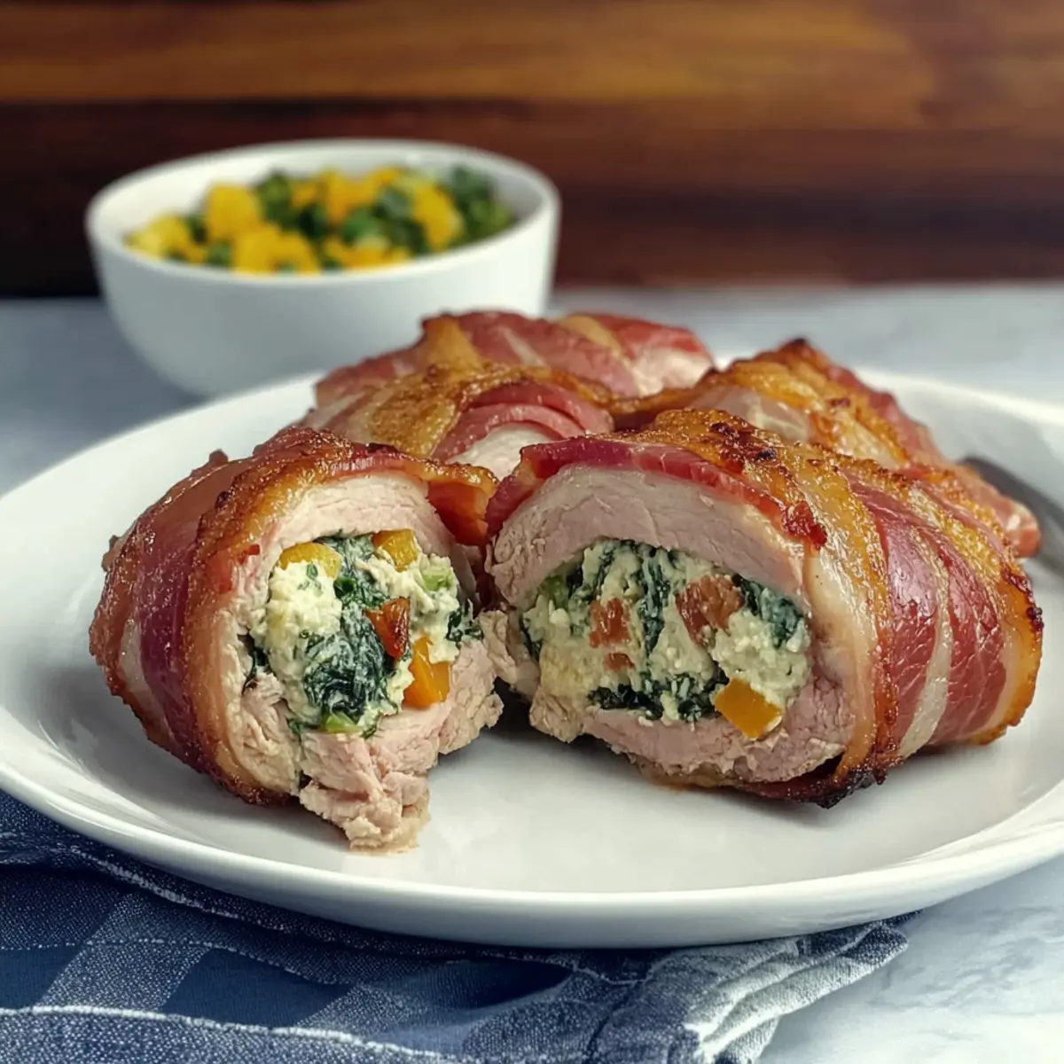 Bacon Wrapped Stuffed Pork Tenderloin