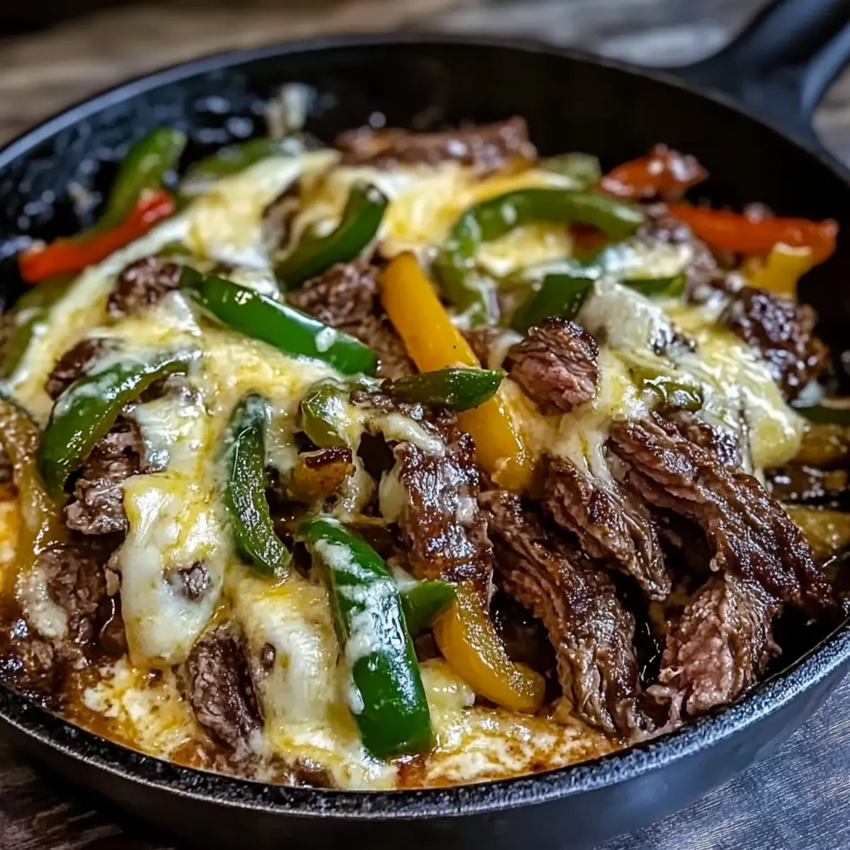 Creamy Keto Philly Cheesesteak Skillet