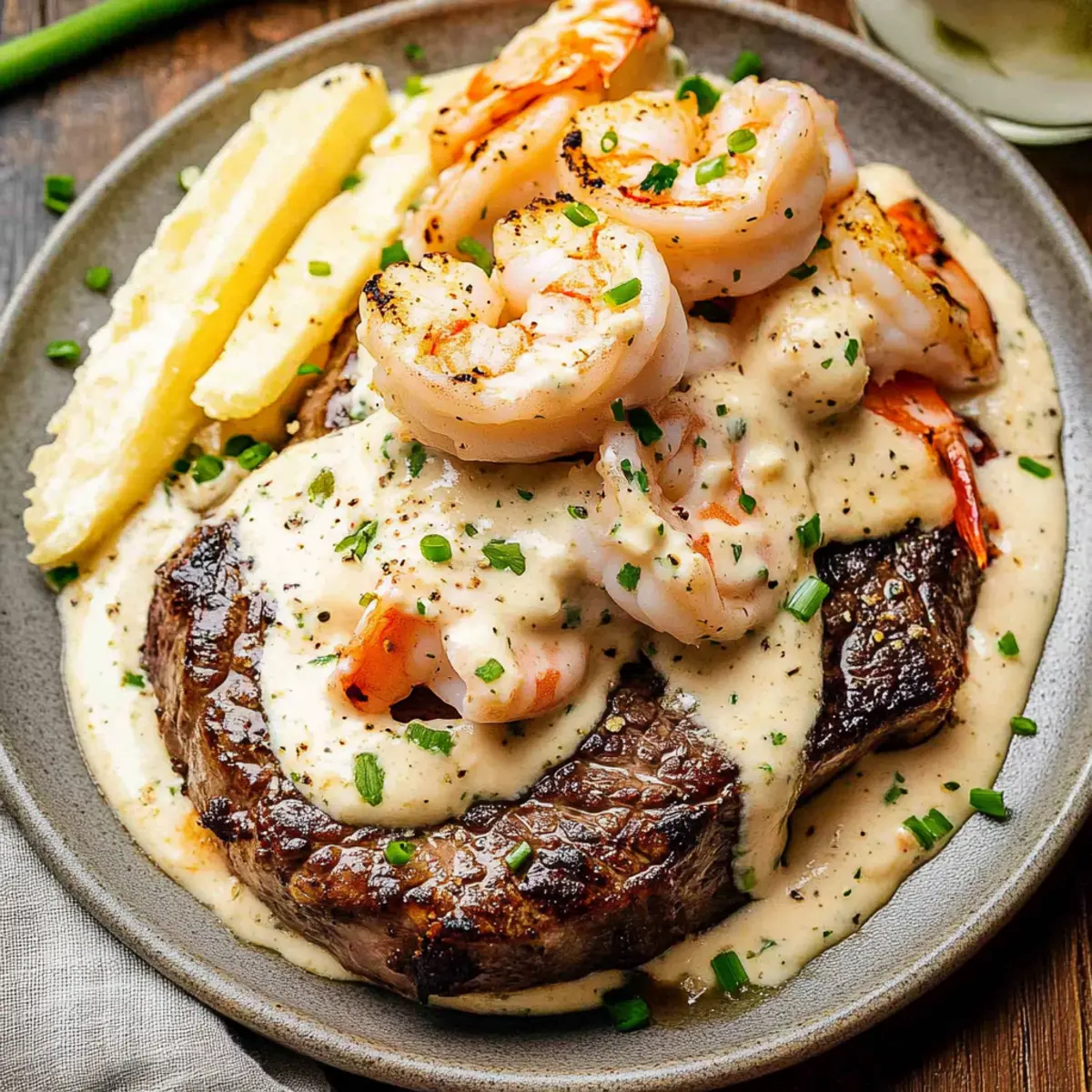 Steak and Creamy Shrimp