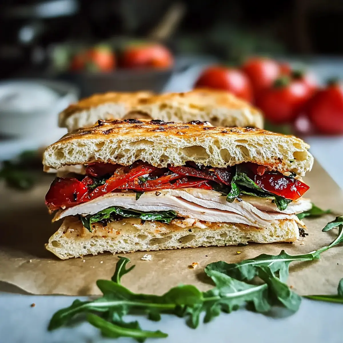 Italian Turkey Focaccia Sandwiches