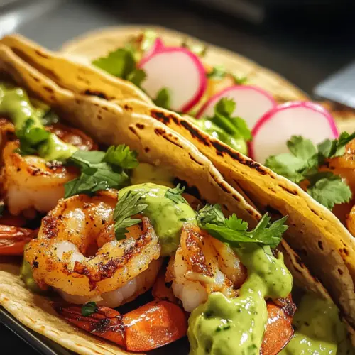 Spicy Shrimp Tacos with Avocado Crema