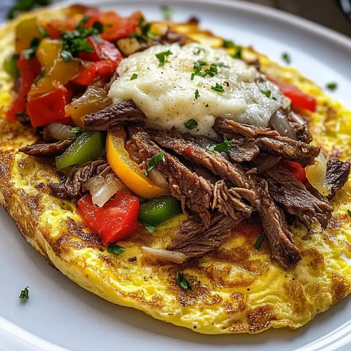 Philly Cheesesteak Omelette