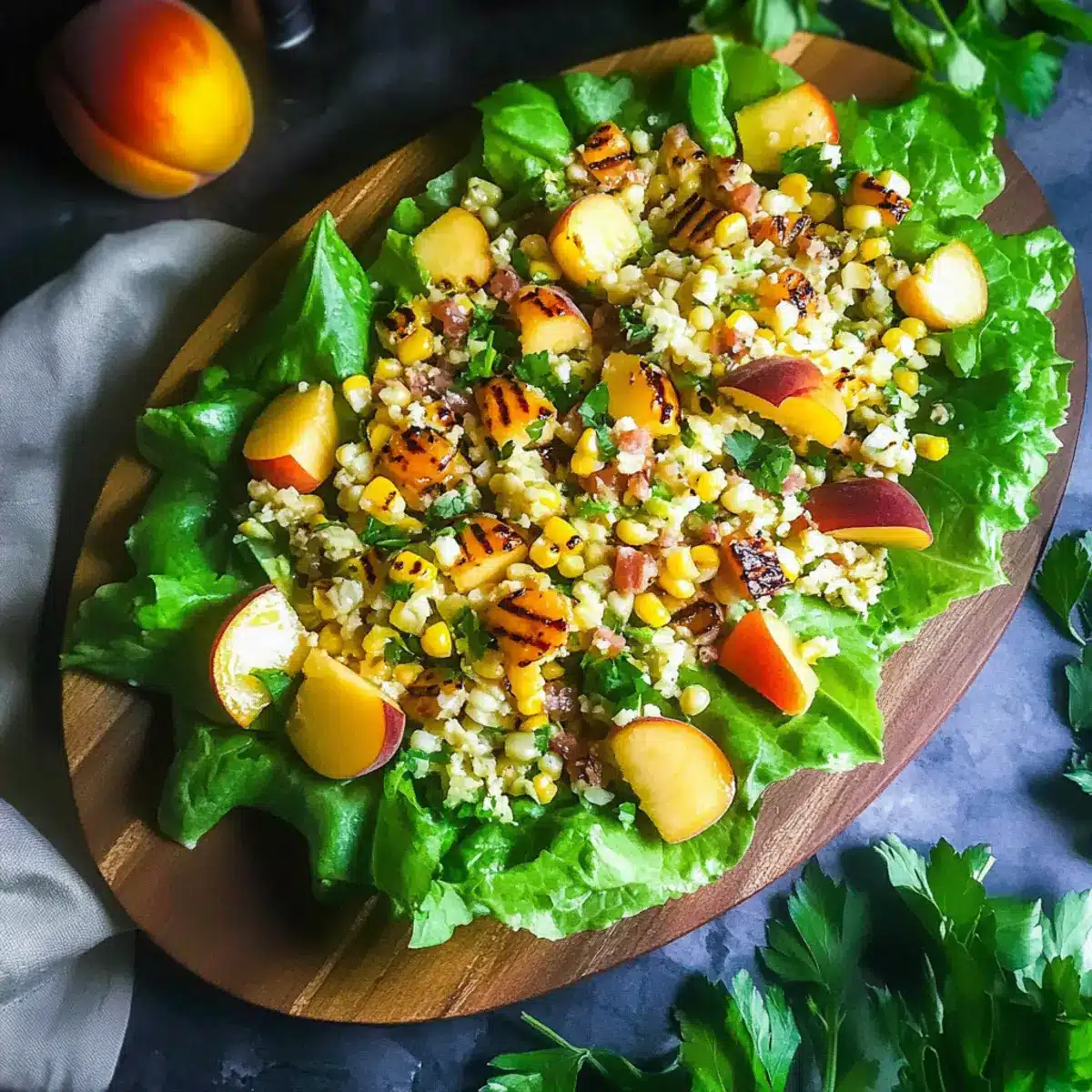 Grilled Corn and Peach Salad