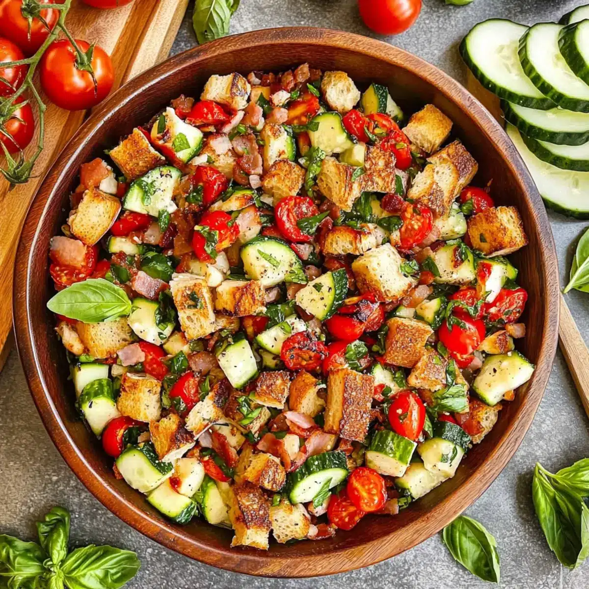 Garden Vegetable and Pancetta Panzanella
