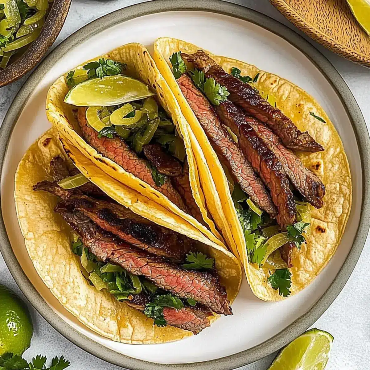 Grilled Onion & Skirt Steak Tacos