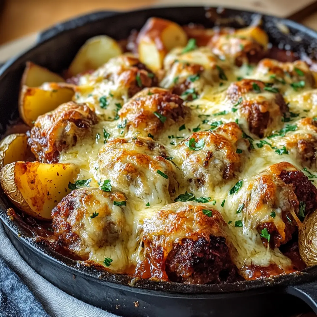 Meatballs with Potatoes and Cheese