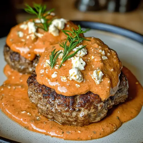 Keto Feta Burgers With Tomato Cream Sauce