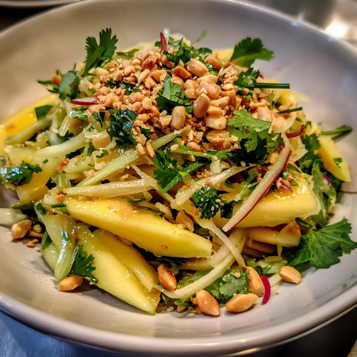 Tangy Thai Green Mango Salad with Cilantro and Shallots