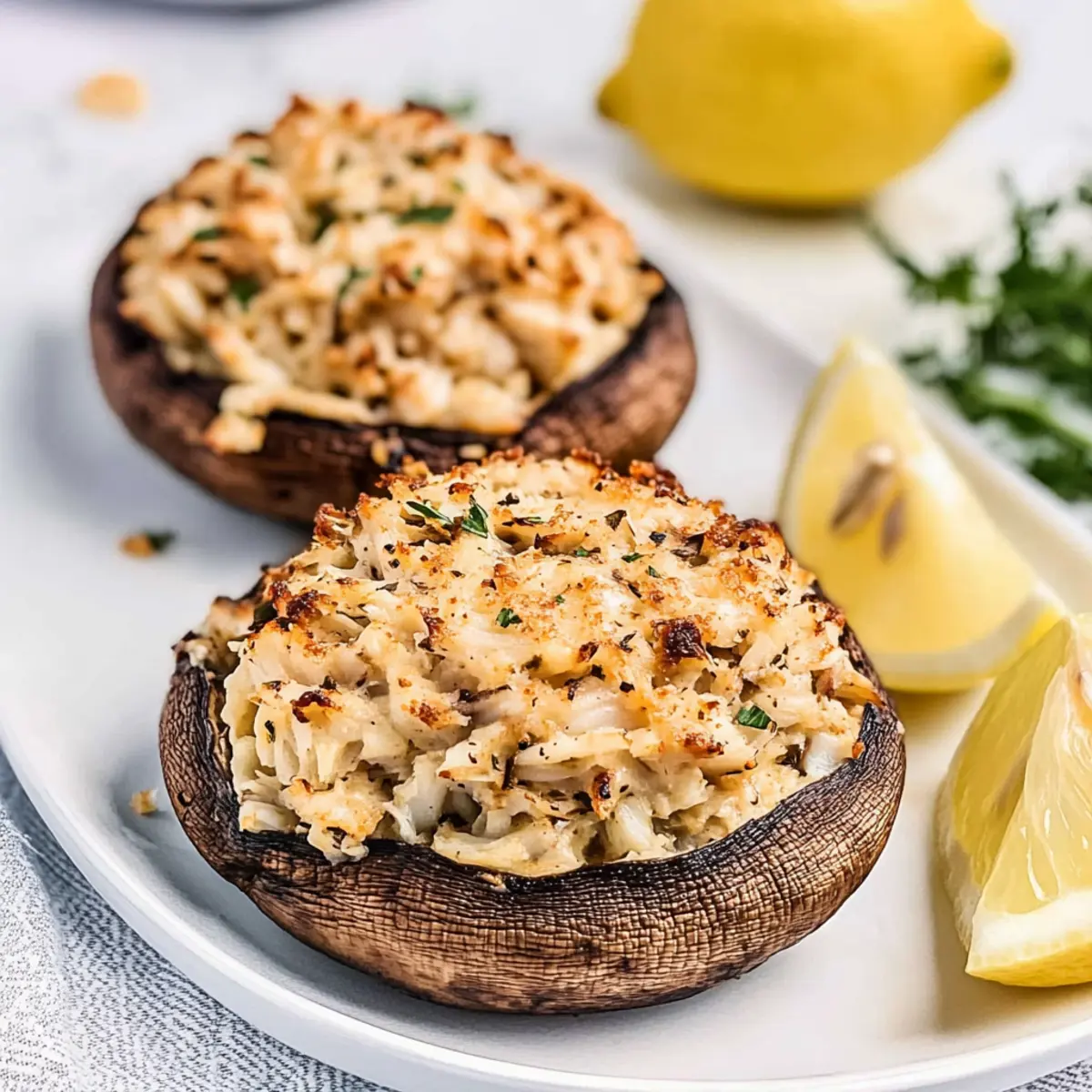 Baked Crab Stuffed Portobello Mushrooms