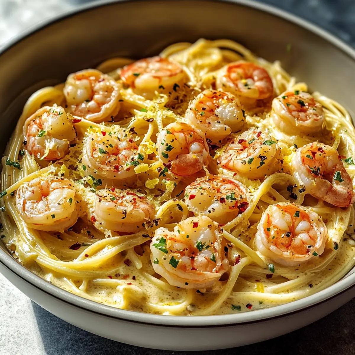 Creamy Garlic Shrimp Scampi Pasta