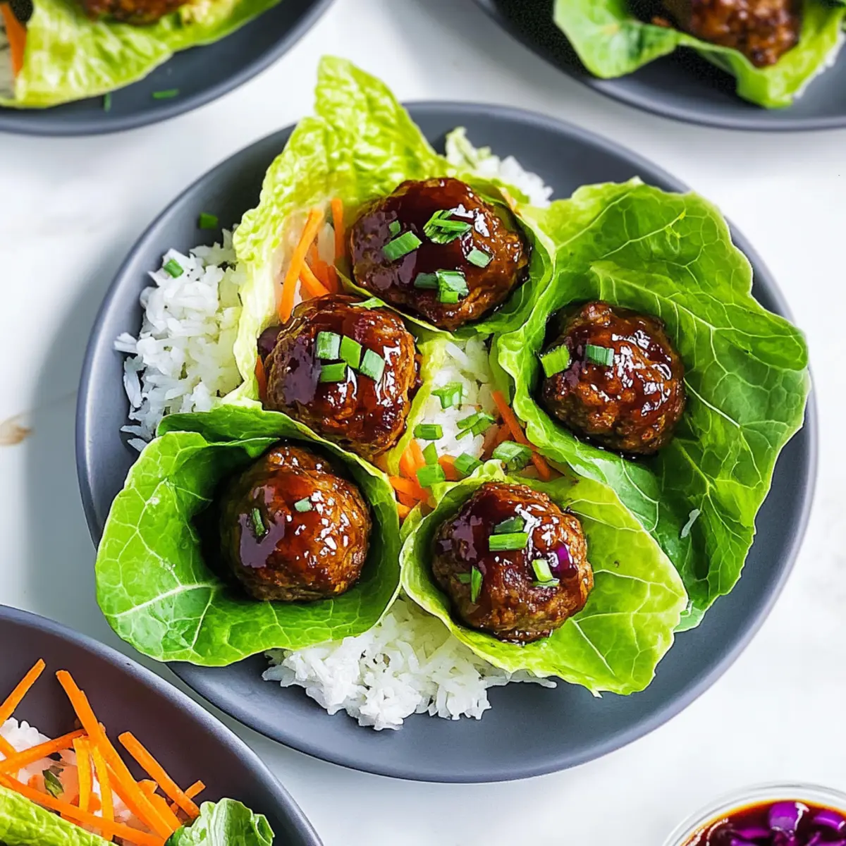 Teriyaki Meatball Lettuce Wraps