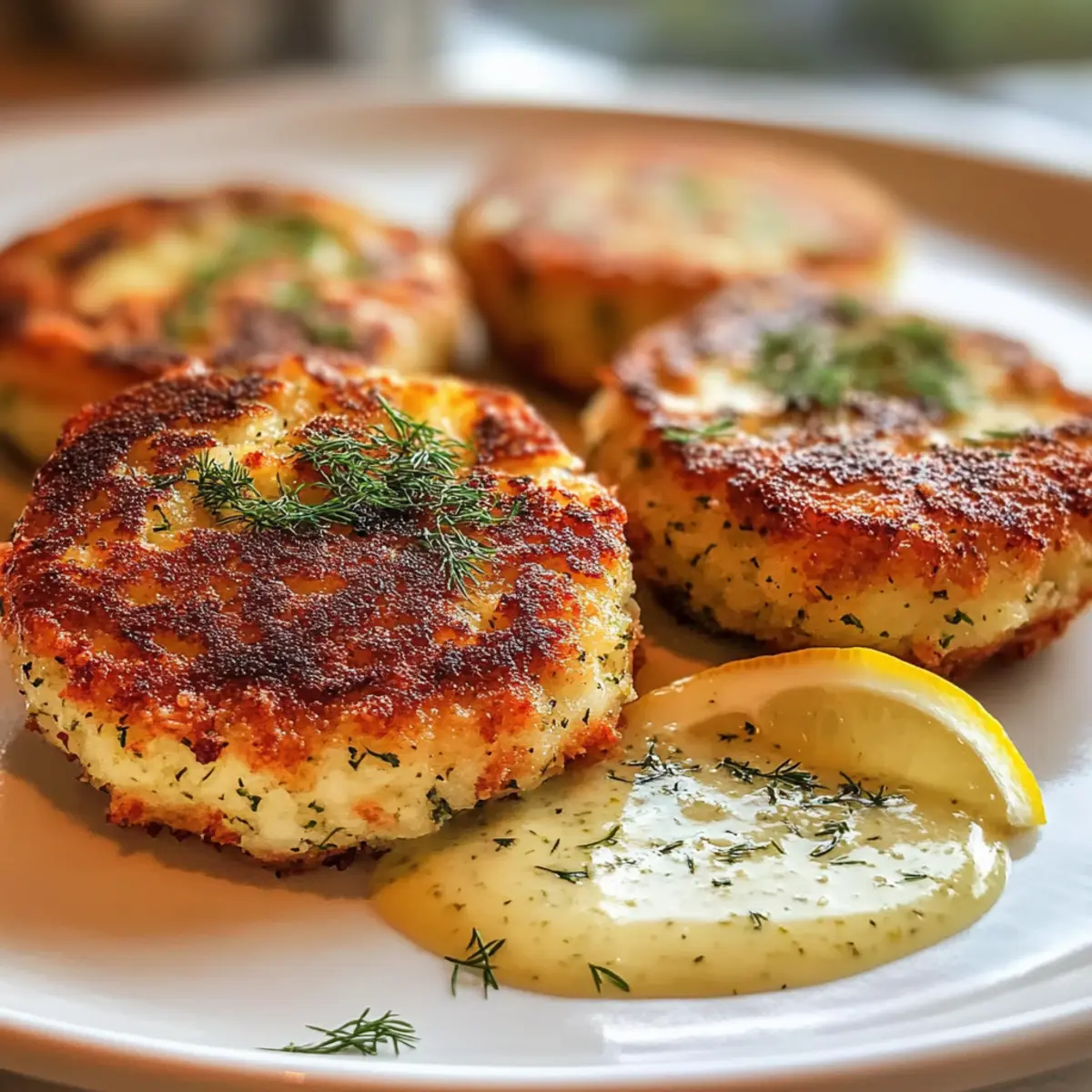 Smoked Trout and Herb Potato Cakes with Lemon Dill Sauce