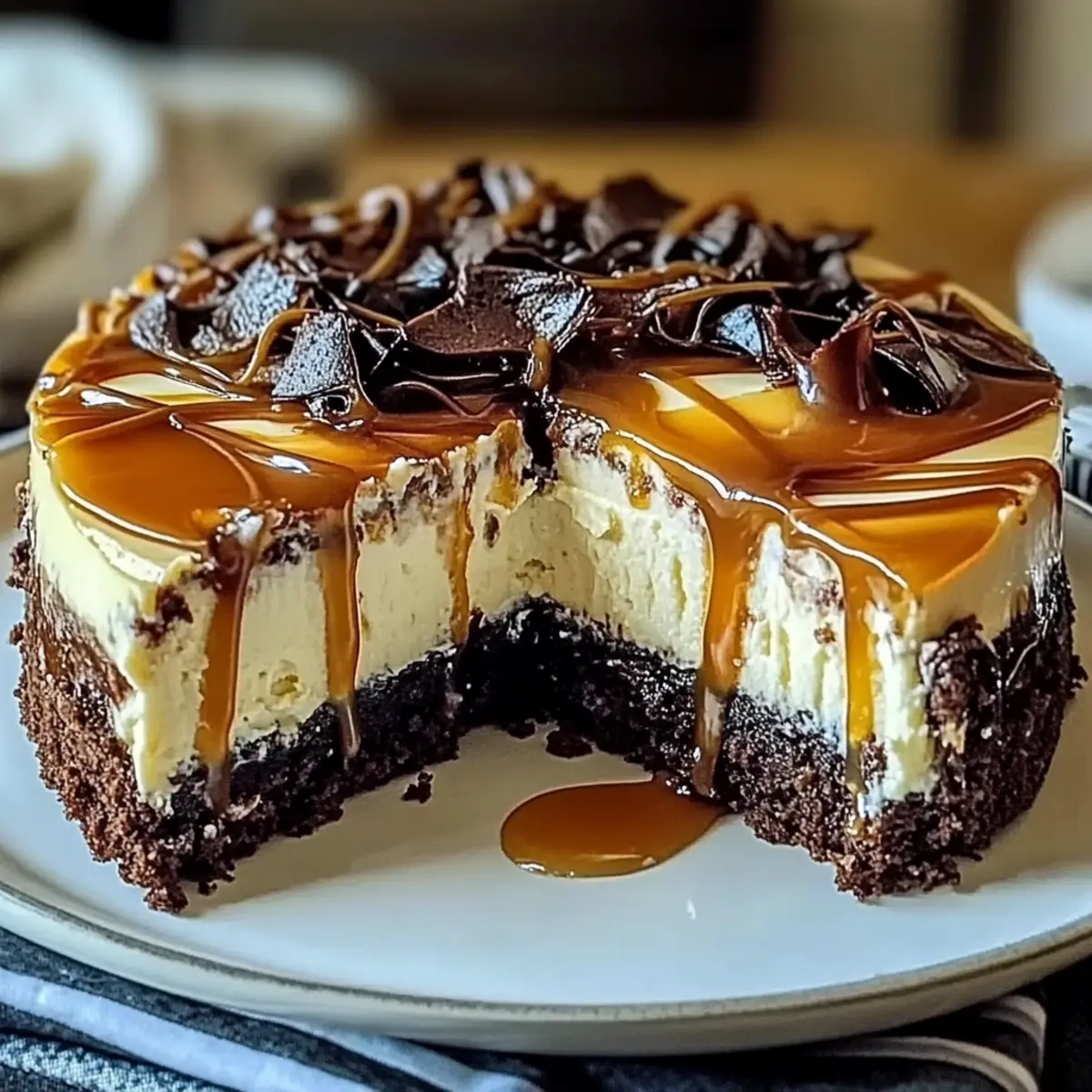 Easy Caramel Brownie Cheesecake