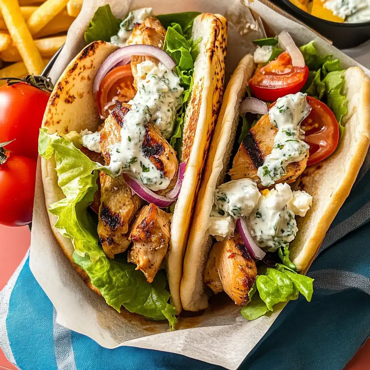 Greek Chicken Gyros with Tzatziki Sauce
