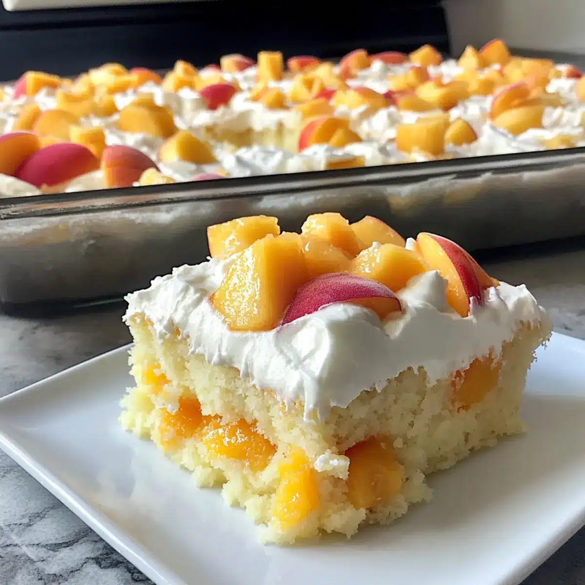 Peaches and Cream Poke Cake