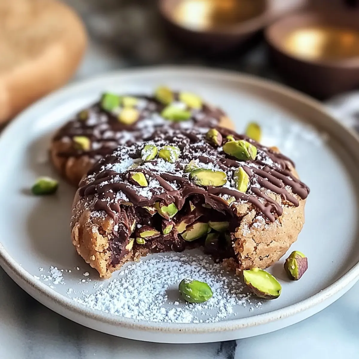 Pistachio Kunafa Chocolate Cookies