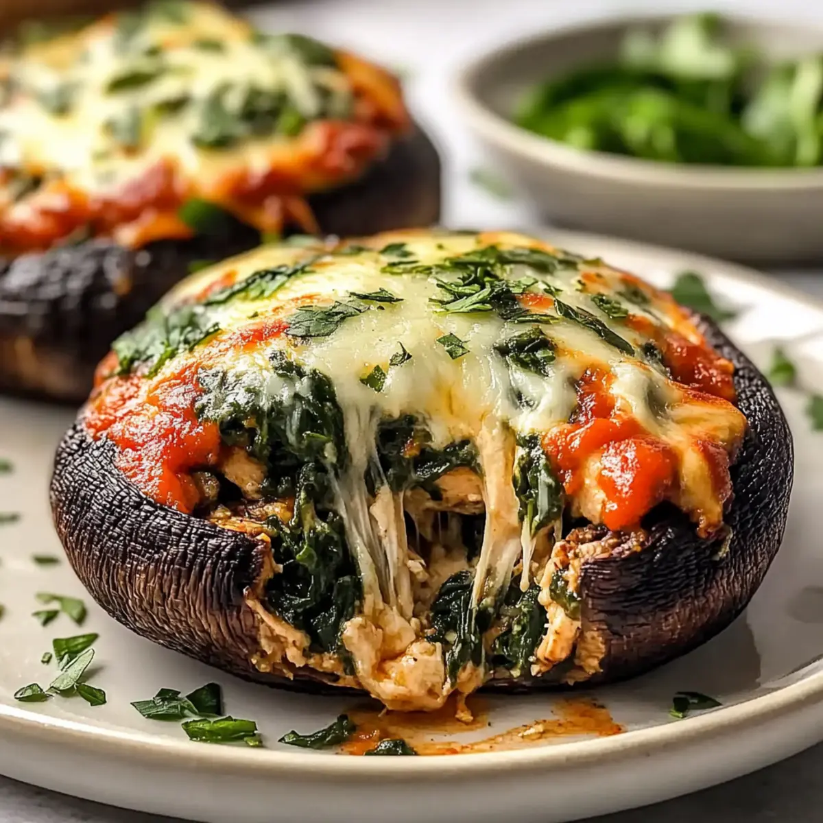 Chicken and Spinach Stuffed Portobello Mushrooms