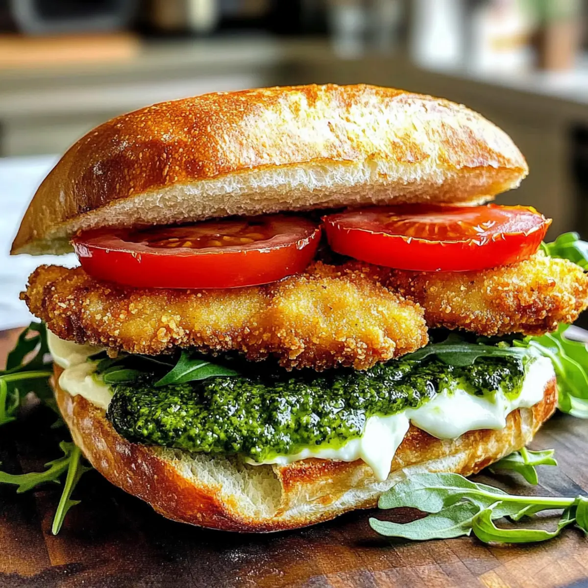Chicken Milanese Sandwich with Pesto Mayo