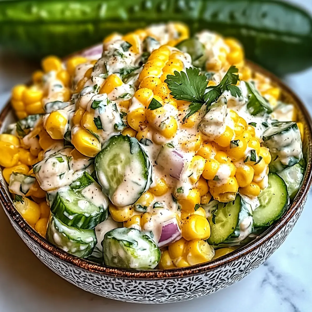 Street Corn Creamy Cucumber Salad