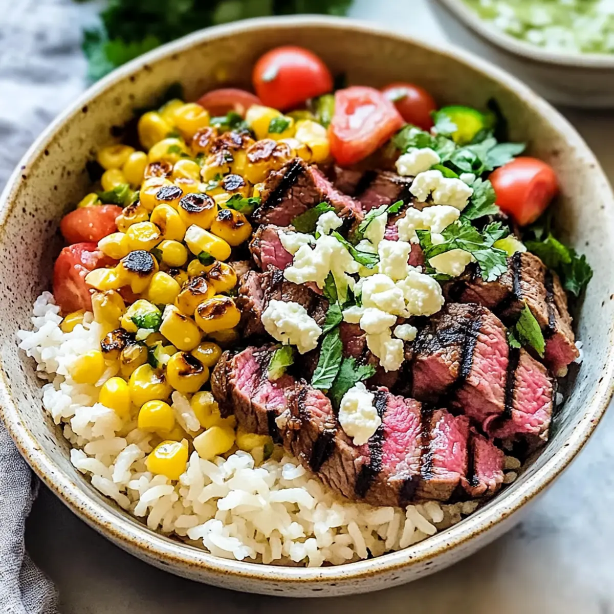 Street Corn Steak Rice Bowls